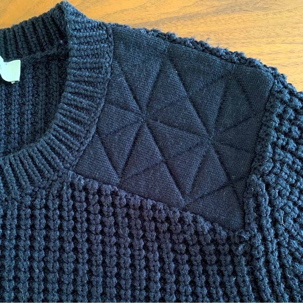 Sandro - Navy blue merino wool blend crew neck sweater - sz 1 - Picture 3 of 5
